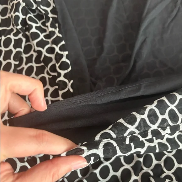 Josephine Chaus Black and White Circle Pattern A-Line Skirt - Picture 3 of 3